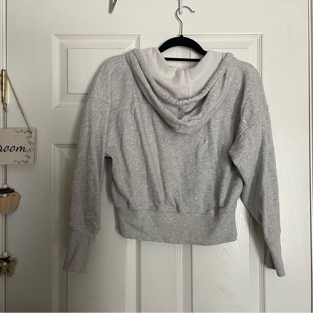 Gray Women's Zip-Up Cropped Hoodie XS - Picture 2 of 4